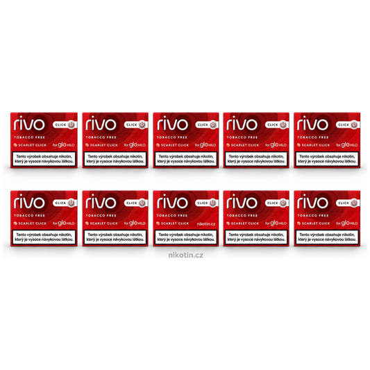 Rivo Scarlet Click karton – 10 krabiček ovocných náplní pro glo HILO