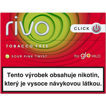 Rivo™ Sour Pink Twist krabička – beztabákové náplně s rooibosem, jahodovou příchutí, pomerančem a citrusovou kapslí pro glo™ Hilo a glo™ Hilo Plus