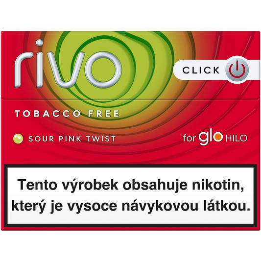 Rivo™ Sour Pink Twist krabička – beztabákové náplně s rooibosem, jahodovou příchutí, pomerančem a citrusovou kapslí pro glo™ Hilo a glo™ Hilo Plus