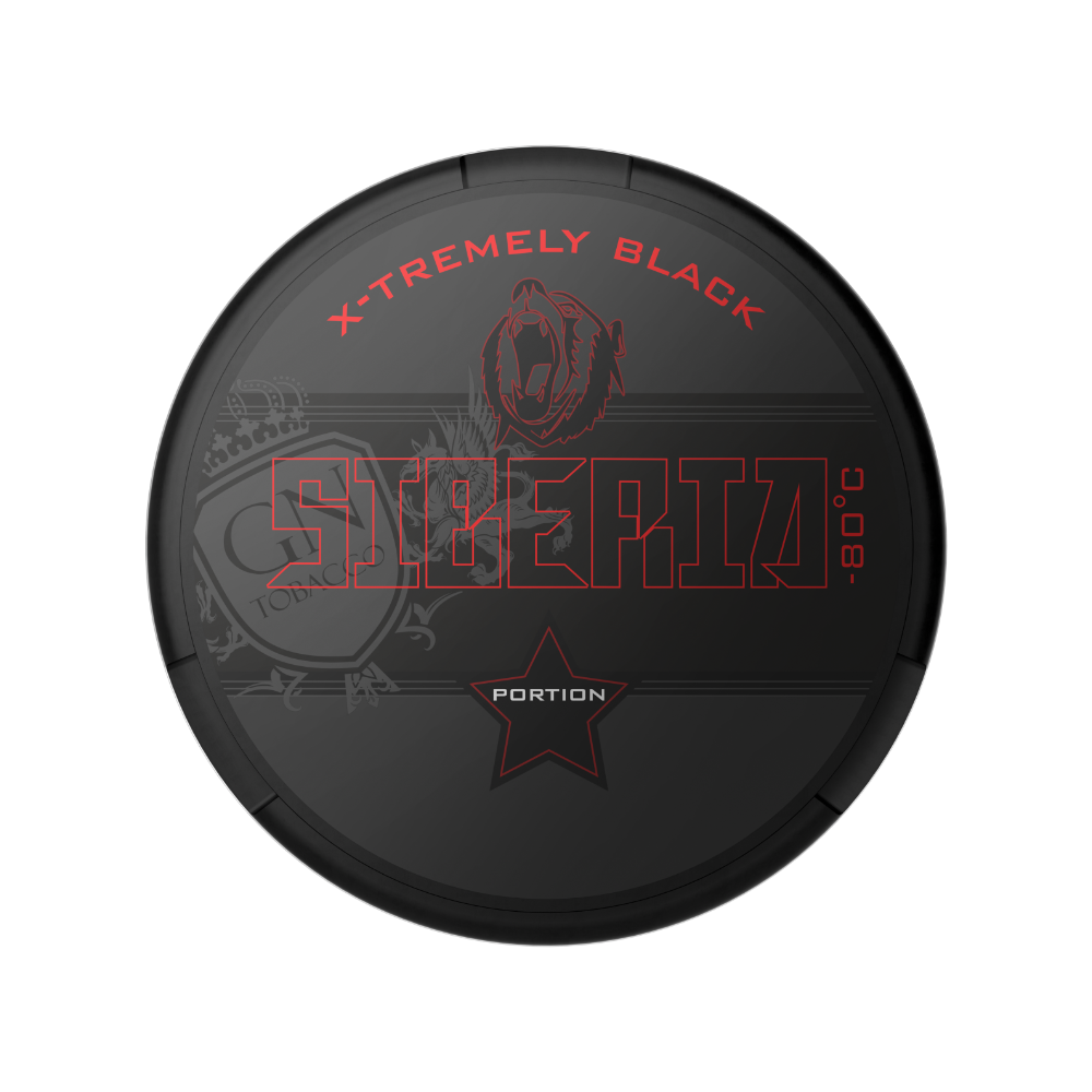 Siberia 80 °C Extremely Black – žvýkací tabák (snus) s tóny bergamotu, vlhké sáčky a extrémně silný nikotinový efekt