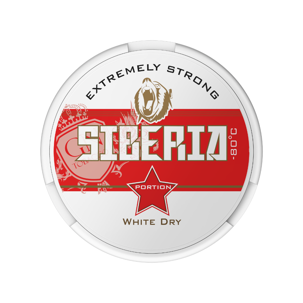 Siberia 80 °C White Dry – žvýkací tabák (snus) s extrémně silným nikotinem, výrazný peprmint a chladivý efekt