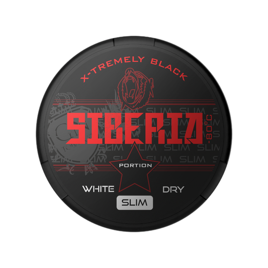 Siberia Black White Dry Slim – žvýkací tabák (snus) s tóny bergamotu, suché slim sáčky a silný nikotinový efekt