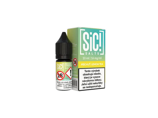 Nikotinová sůl Sic! Salts Lemon Tea 10 ml 16 mg s příchutí osvěžujícího citronového ledového čaje pro MTL elektronické cigarety.