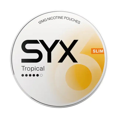 SYX Tropical Slim nikotinové sáčky s příchutí manga, ananasu a pomeranče, 11,49 mg na sáček