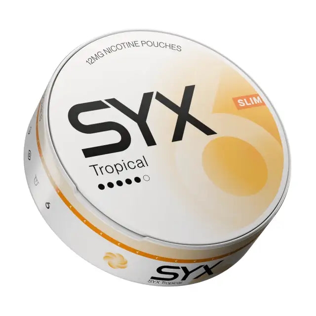 Balení SYX Tropical s 20 Slim nikotinovými sáčky s tropickou ovocnou příchutí