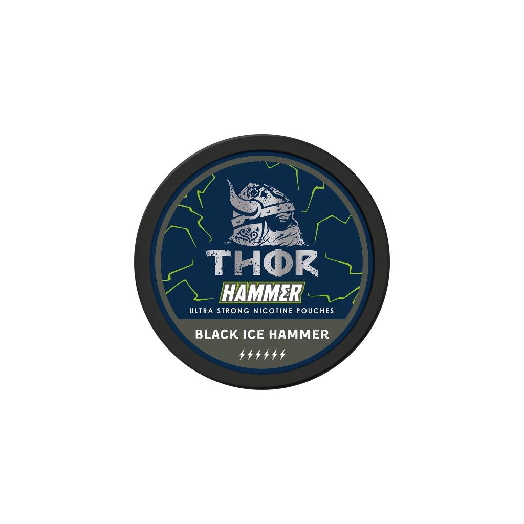 nikotinové sáčky Thor Hammer Black Ice Ultra Strong s mentolovou příchutí, 12 mg nikotinu na sáček, slim formát