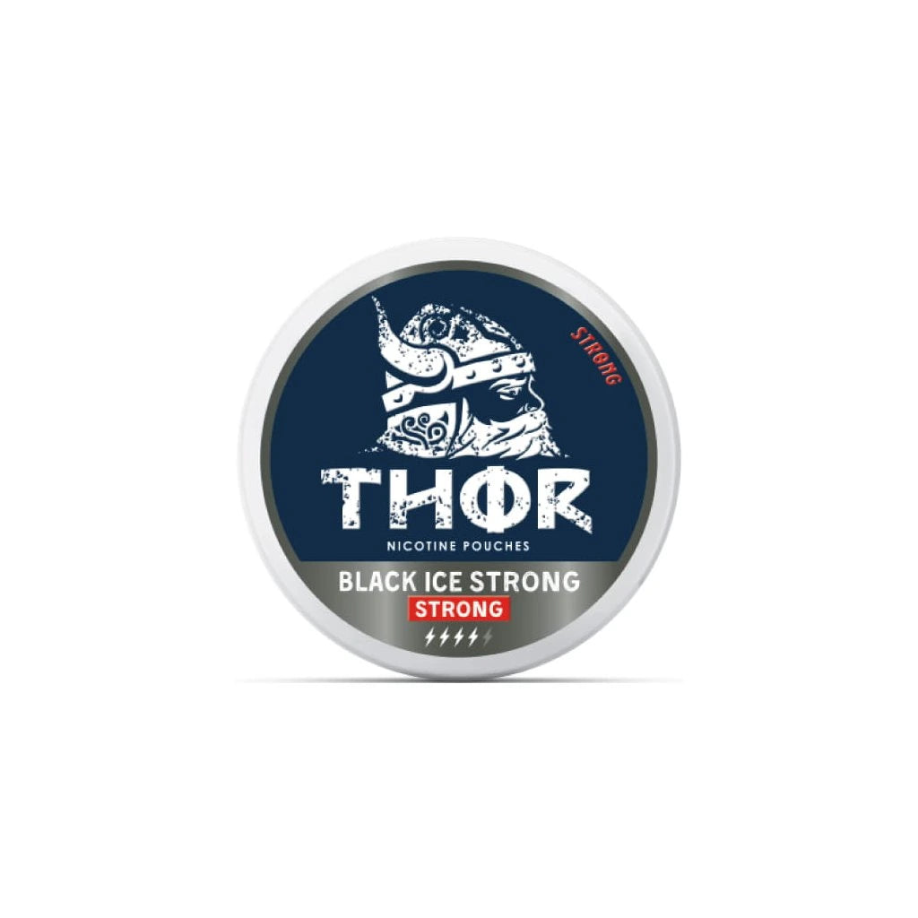 nikotinové sáčky Thor Black Ice Strong s mentolovou příchutí, 9,5 mg nikotinu, slim formát, 20 ks v balení