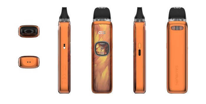 Uwell Caliburn G5 Orange Feathers elektronická cigareta 1600 mAh 35 W v oranžovém provedení