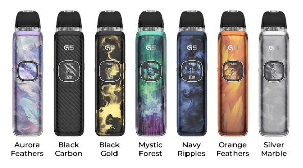 Uwell Caliburn G5 elektronická cigareta 1600 mAh – Aurora Feathers, Black Carbon, Black Gold, Mystic Forest, Navy Ripples, Orange Feathers a Silver Marble