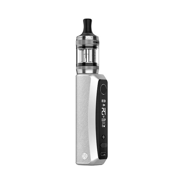 Stříbrná elektronická cigareta Vaporesso GTX ONE PRO s přehledným OLED displejem