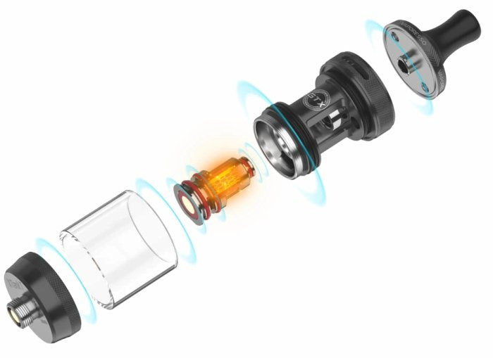 Rozložený Vaporesso XTank T s horním plněním a vyměnitelnou žhavicí hlavou GTX