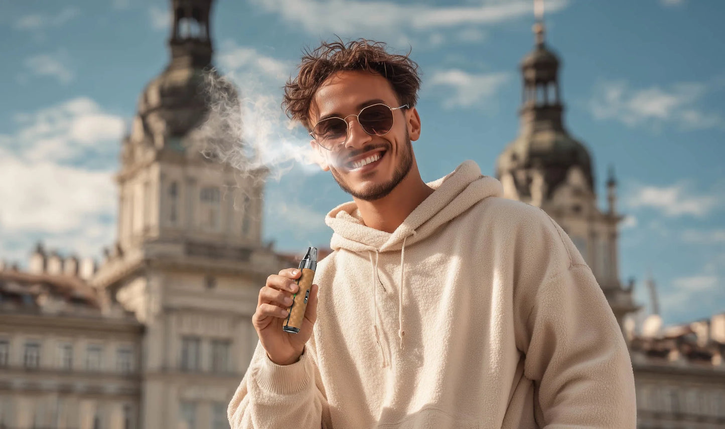 Kompaktní plnitelná POD e-cigareta Vaporesso VIBE SE 2 při používání venku