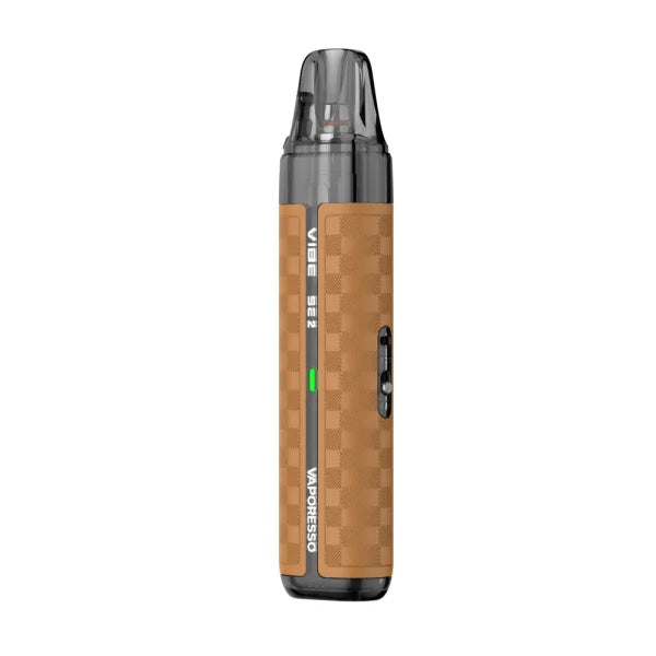 Vaporesso VIBE SE 2 Leather Brown – hnědá POD e-cigareta pro vlastní e-liquid v texturovaném provedení