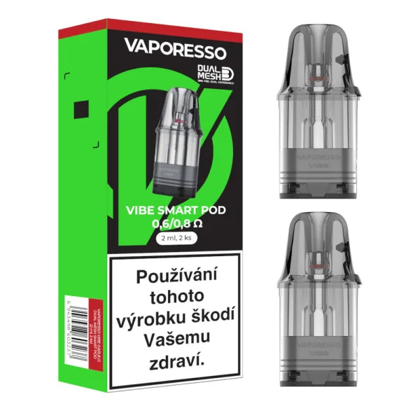 Balení dvou cartridge Vaporesso VIBE Smart Pod Dual Mesh 0,6 a 0,8 ohm pro MTL a RDL potah
