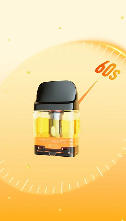 Funkce 60s Smart Prime pro rychlé nasáknutí e-liquidu v cartridge Vaporesso XROS 6