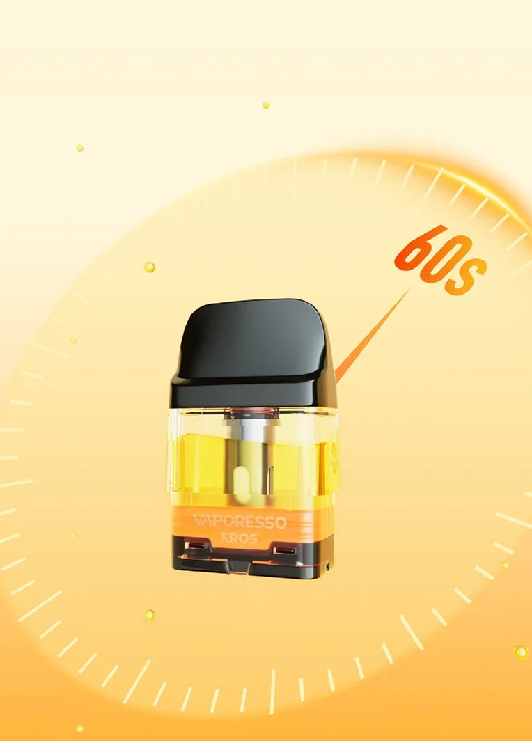 Funkce 60s Smart Prime pro rychlé nasáknutí e-liquidu v cartridge Vaporesso XROS 6 Mini