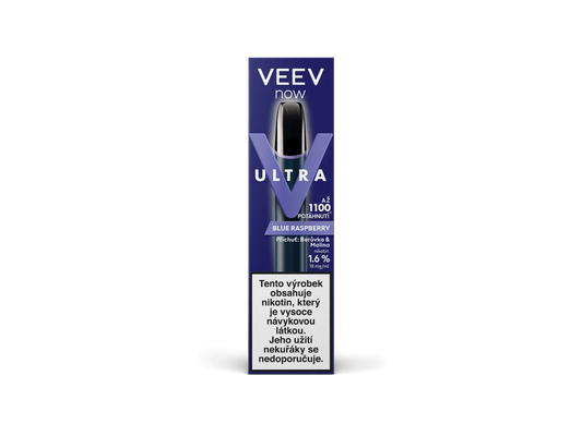 VEEV NOW ULTRA Blue Raspberry – jednorázová e-cigareta 18 mg s příchutí borůvek a malin a výdrží až 1100 potahů