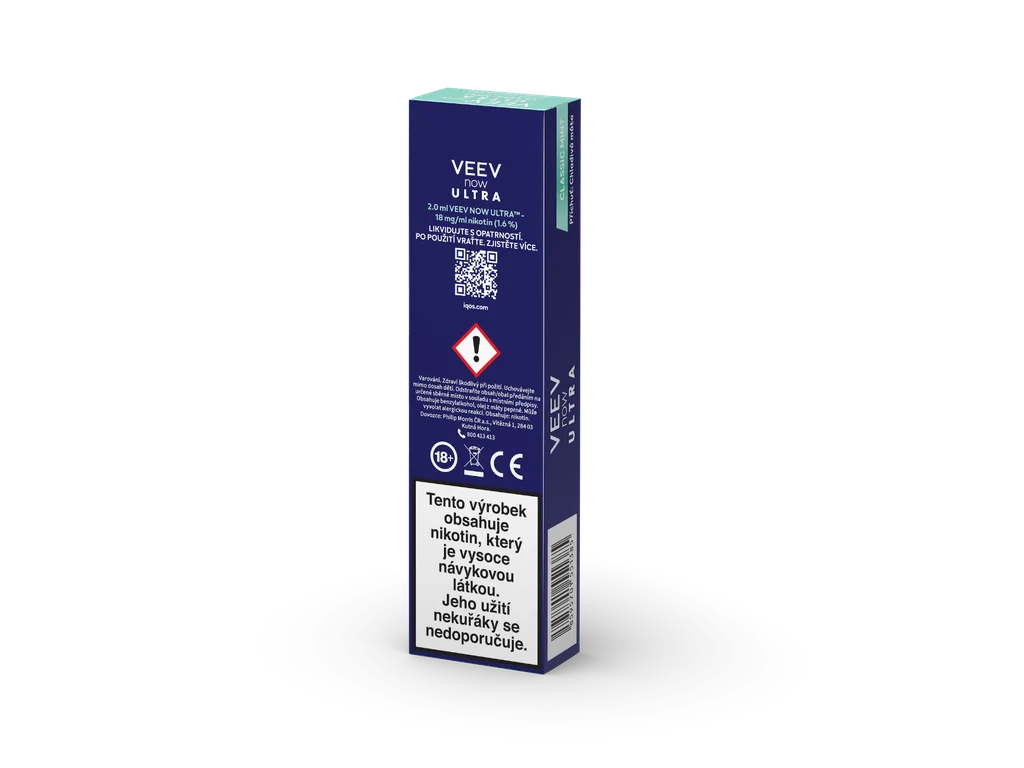 Elektronická cigareta VEEV NOW ULTRA Classic Mint s 2 ml e-liquidu a svěží příchutí máty peprné