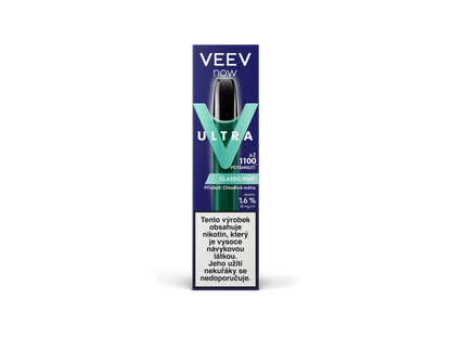 VEEV NOW ULTRA Classic Mint – jednorázová e-cigareta 18 mg s chladivou mátovou příchutí a až 1100 potahy