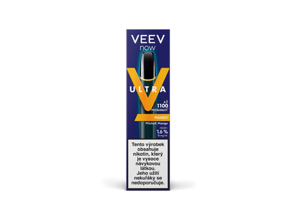 VEEV NOW ULTRA Mango – jednorázová e-cigareta 18 mg s tropickou mangovou příchutí a až 1100 potahy