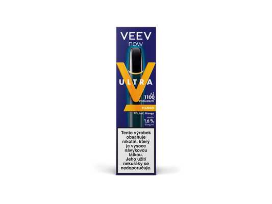 VEEV NOW ULTRA Mango – jednorázová e-cigareta 18 mg s tropickou mangovou příchutí a až 1100 potahy
