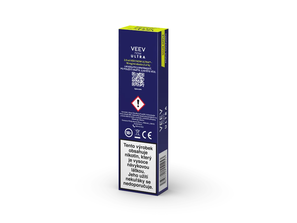 Elektronická cigareta VEEV NOW ULTRA Sour Apple s 2 ml e-liquidu a svěží chutí zeleného jablka