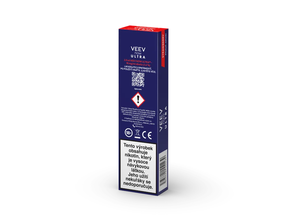 Elektronická cigareta VEEV NOW ULTRA Strawberry s 2 ml e-liquidu a sladkou jahodovou příchutí