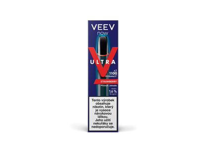 VEEV NOW ULTRA Strawberry – jednorázová e-cigareta 18 mg s příchutí zralých jahod a výdrží až 1100 potahů