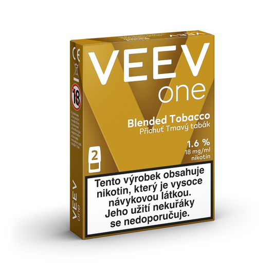 VEEV ONE Blended Tobacco – předplněné PODy pro elektronickou cigaretu VEEV ONE, 2 náplně s tabákovou příchutí, exotickým ovocem a kakaovými tóny, až 2000 potáhnutí