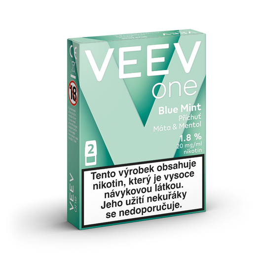 VEEV ONE Blue Mint – předplněné PODy pro elektronickou cigaretu VEEV ONE, 2 náplně s mentolovou příchutí, až 2000 potáhnutí