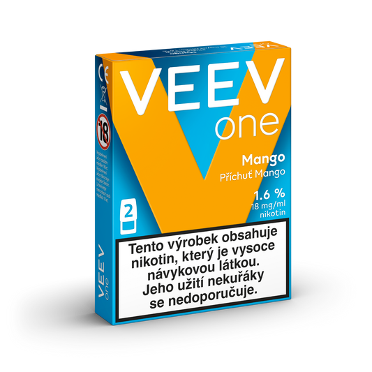 VEEV ONE Mango – předplněné PODy pro elektronickou cigaretu VEEV ONE s příchutí tropického manga, 2 náplně, až 2000 potáhnutí