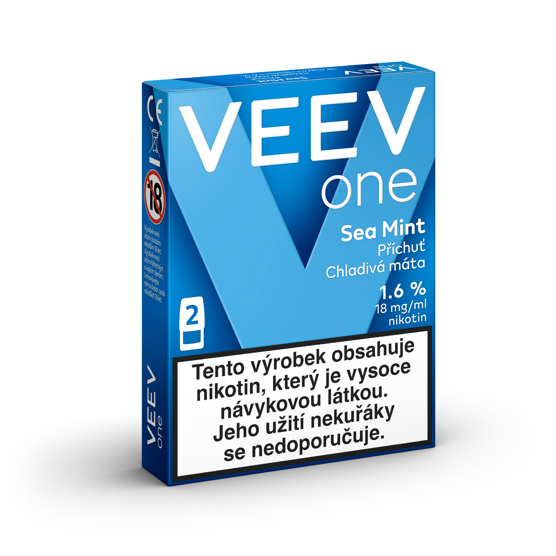 VEEV ONE Sea Mint – předplněné PODy pro elektronickou cigaretu VEEV ONE se svěží mátovou příchutí, 2 náplně, až 2000 potáhnutí