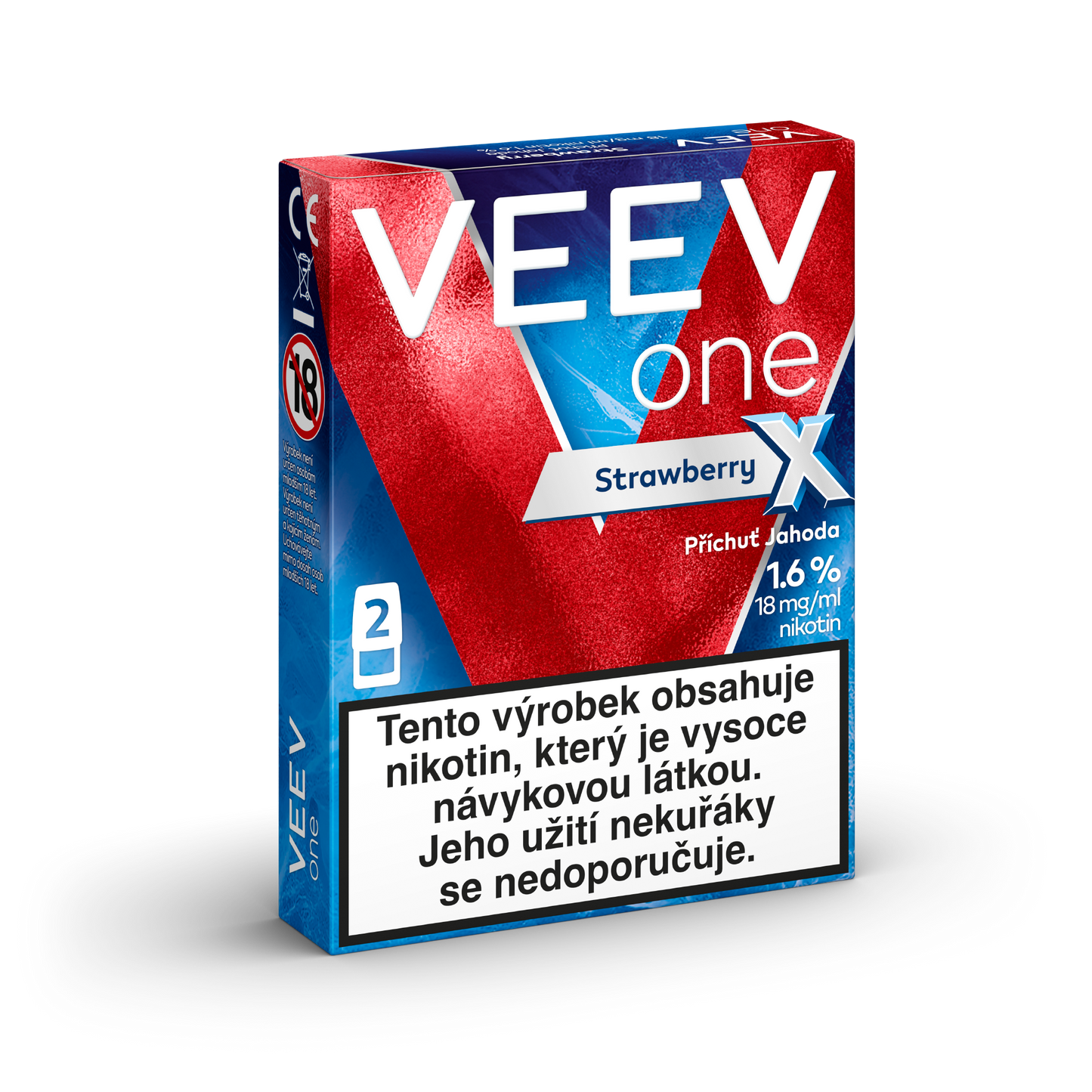 VEEV ONE Strawberry X – předplněné PODy pro elektronickou cigaretu VEEV ONE s extra intenzivní příchutí zralých jahod, 2 náplně, až 2000 potáhnutí