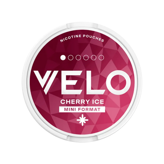 Nikotinové sáčky VELO Cherry Ice Mini 4 mg s příchutí sladké třešně, citrusovým tónem a chladivým efektem
