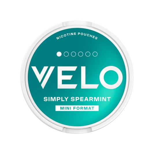 Nikotinové sáčky VELO Mini Simply Spearmint – jemná svěží mátová chuť v mini formátu. 4 mg nikotinu v každém sáčku.