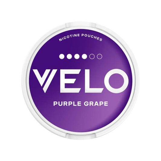 Nikotinové sáčky VELO Purple Grape – sladká a osvěžující hroznová chuť. 10,9 mg nikotinu v každém sáčku.