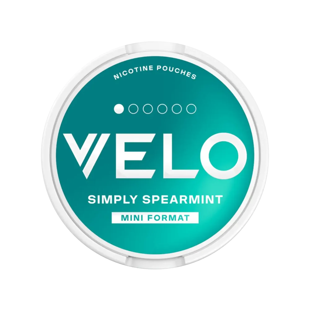 Nikotinové sáčky VELO Simply Spearmint Mini s 4 mg nikotinu na sáček, kompaktním Mini formátem a svěží chutí máty
