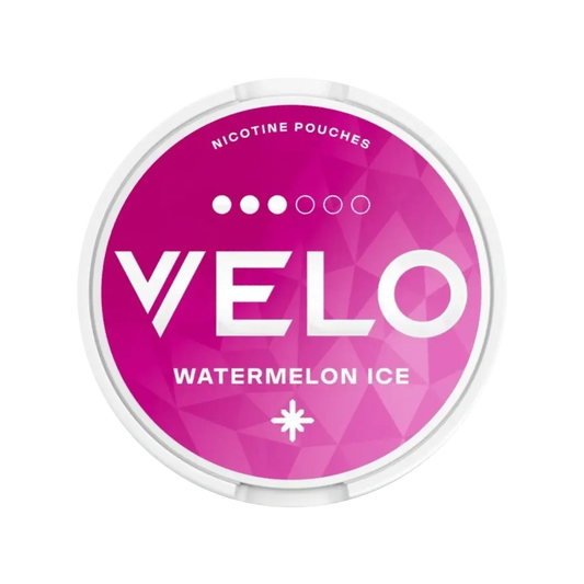 Nikotinové sáčky VELO Watermelon Ice – sladká vodní melounová chuť s ledovým mentolovým zakončením. 8 mg nikotinu v každém sáčku.