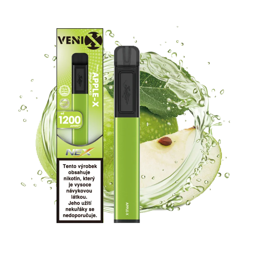 VENIX NEX Apple-X jednorázová elektronická cigareta s příchutí jablko, 18 mg/ml