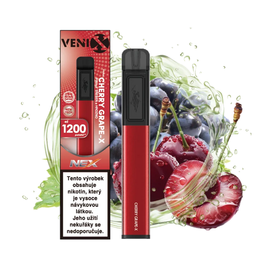 VENIX NEX Cherry Grape-X jednorázová elektronická cigareta s příchutí třešeň a hroznové víno, 18 mg/ml