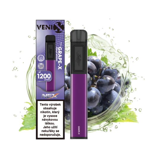 VENIX NEX Grape-X jednorázová elektronická cigareta s příchutí hroznové víno, 18 mg/ml