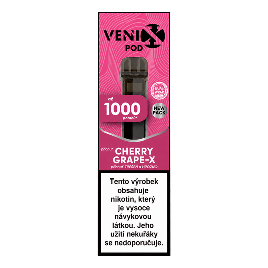 Předplněná cartridge VENIX POD DM Cherry Grape-X 18 mg/ml s příchutí třešní a hroznového vína, 2 ml a až 1000 potahů
