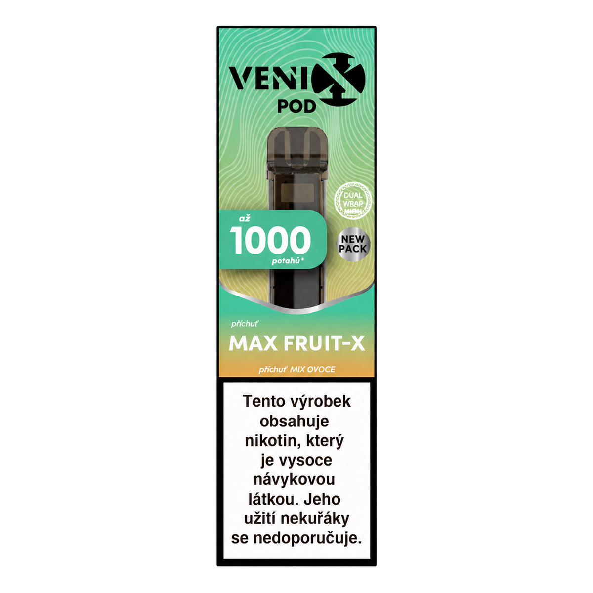 Náhradní POD VENIX DM Max Fruit-X 18 mg/ml s příchutí ovocné směsi, objemem 2 ml, Dual Wrap Mesh technologií a výdrží 1000 potahů