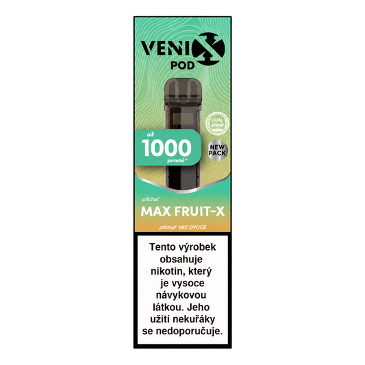 Náhradní POD VENIX DM Max Fruit-X 18 mg/ml s příchutí ovocné směsi, objemem 2 ml, Dual Wrap Mesh technologií a výdrží 1000 potahů