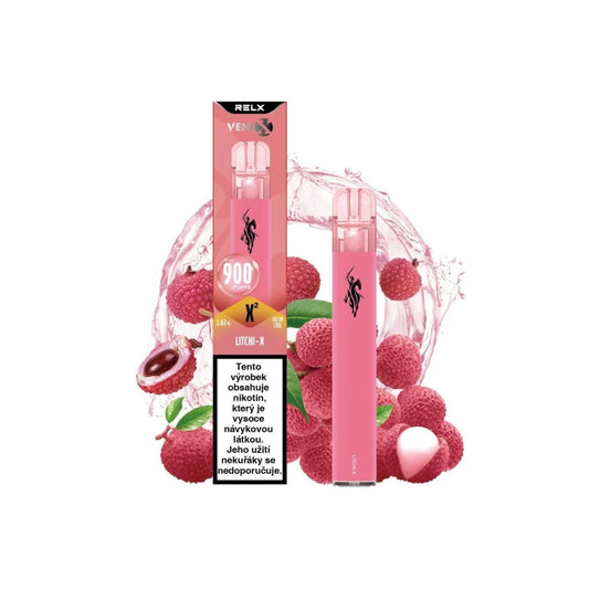Jednorázová e-cigareta VENIX X2 Litchi‑X s osvěžující exotickou chutí liči, až 900 potahů a hladký nikotinový zážitek