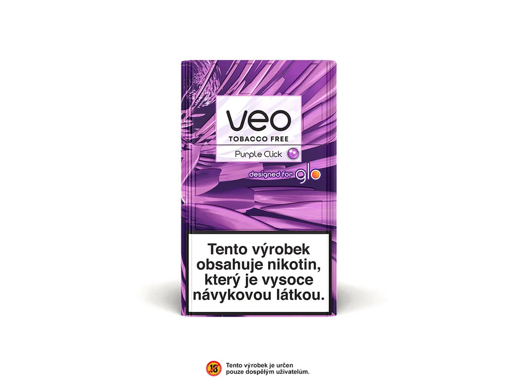VEO Purple Click krabička – náplně pro glo s ovocnou příchutí a kapslí ve filtru