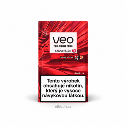VEO Scarlet Click krabička s 20 beztabákovými náplněmi na bázi Rooibos s příchutí lesní plody a intenzivní červené bobule z Click kapsle pro glo HYPER