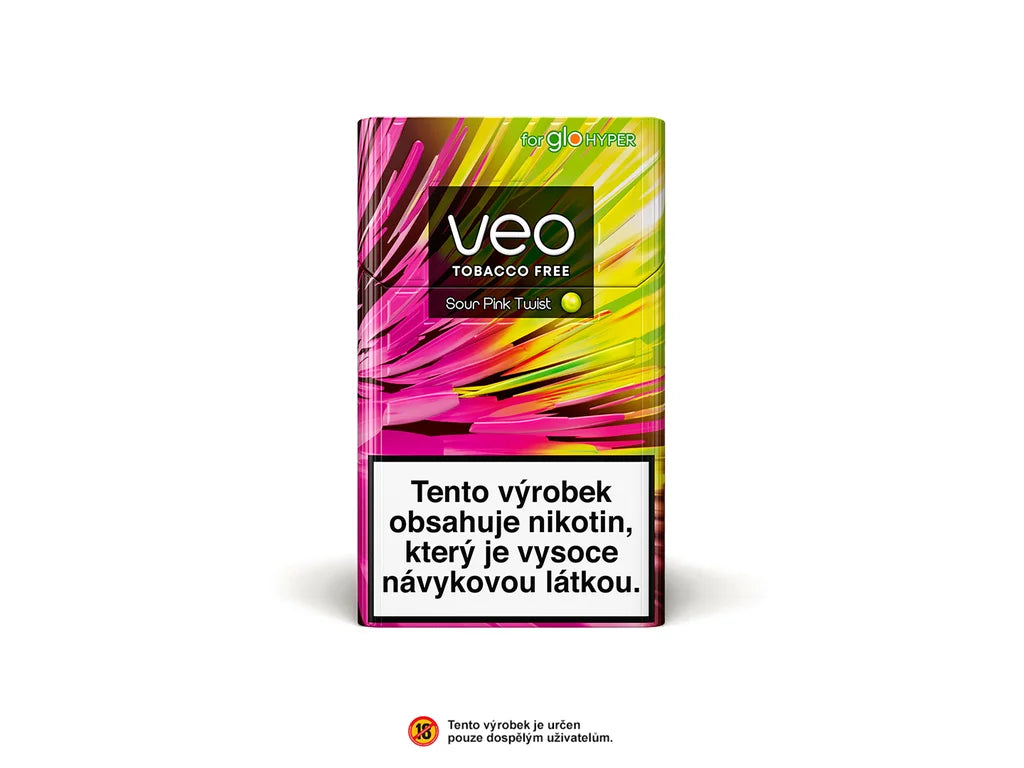 VEO Sour Pink Twist krabička – náplně pro glo s jahodovou příchutí a citrusovými tóny