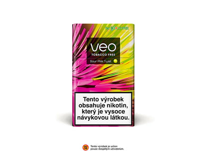 VEO Sour Pink Twist krabička – náplně pro glo s jahodovou příchutí a citrusovými tóny