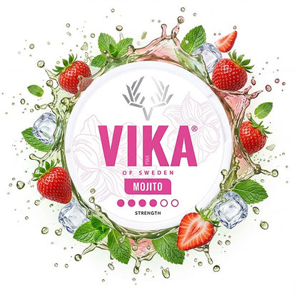 VIKA Mojito 12 mg silné nikotinové sáčky Slim s jahodou, limetkou a mátou